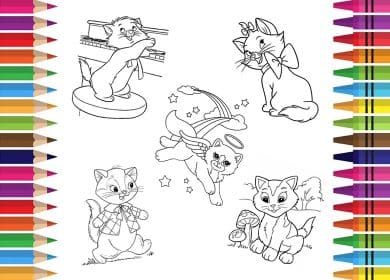 Cahier de coloriage gratuit pour enfants: Vive les chats!