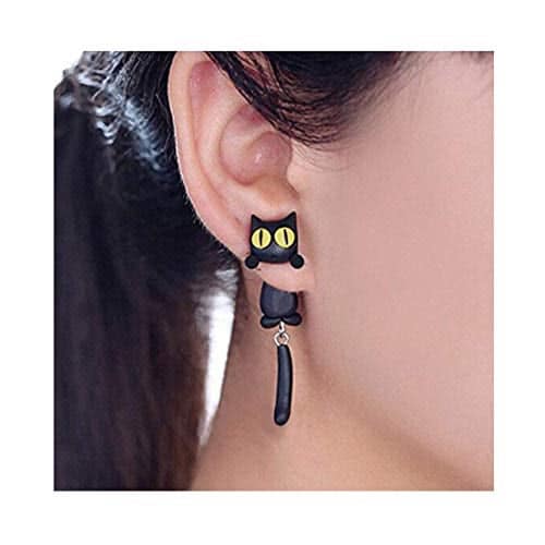 Boucles d’oreilles à tige en forme de chat, faites à la main