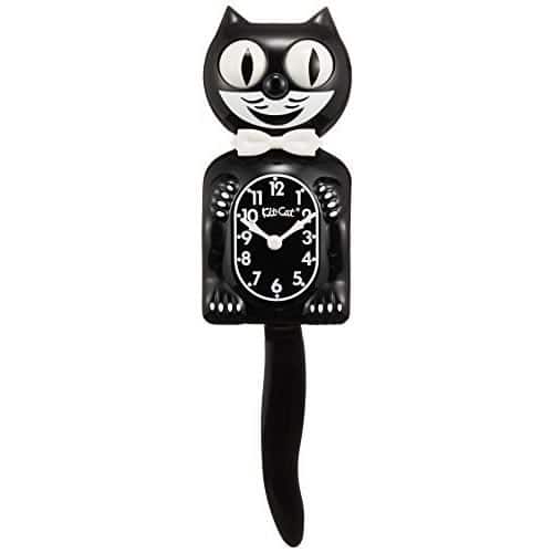 Horloge murale noire en forme de chat, les yeux et la queue se déplacent